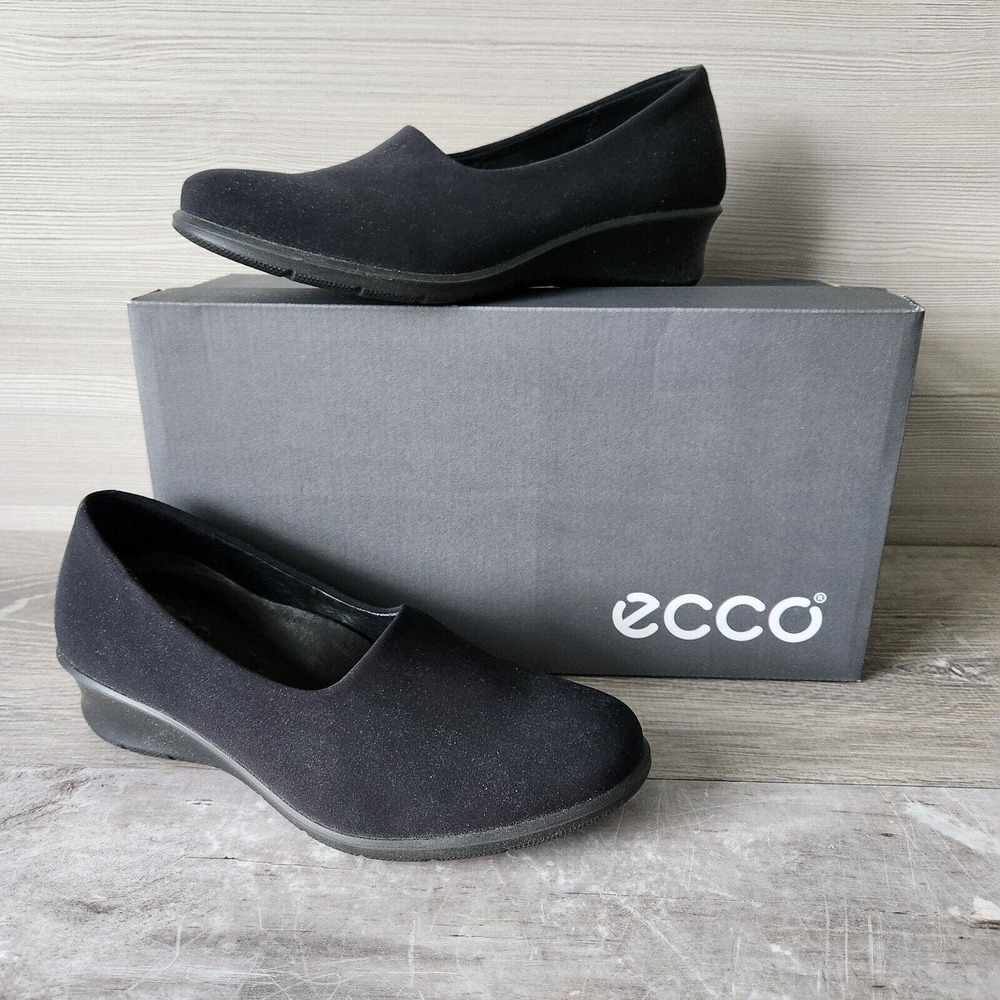 Ecco Black Felicia Stretch Slip On Wedge Heels Size 5.5 EUR 36‎ Comfort Shoes
